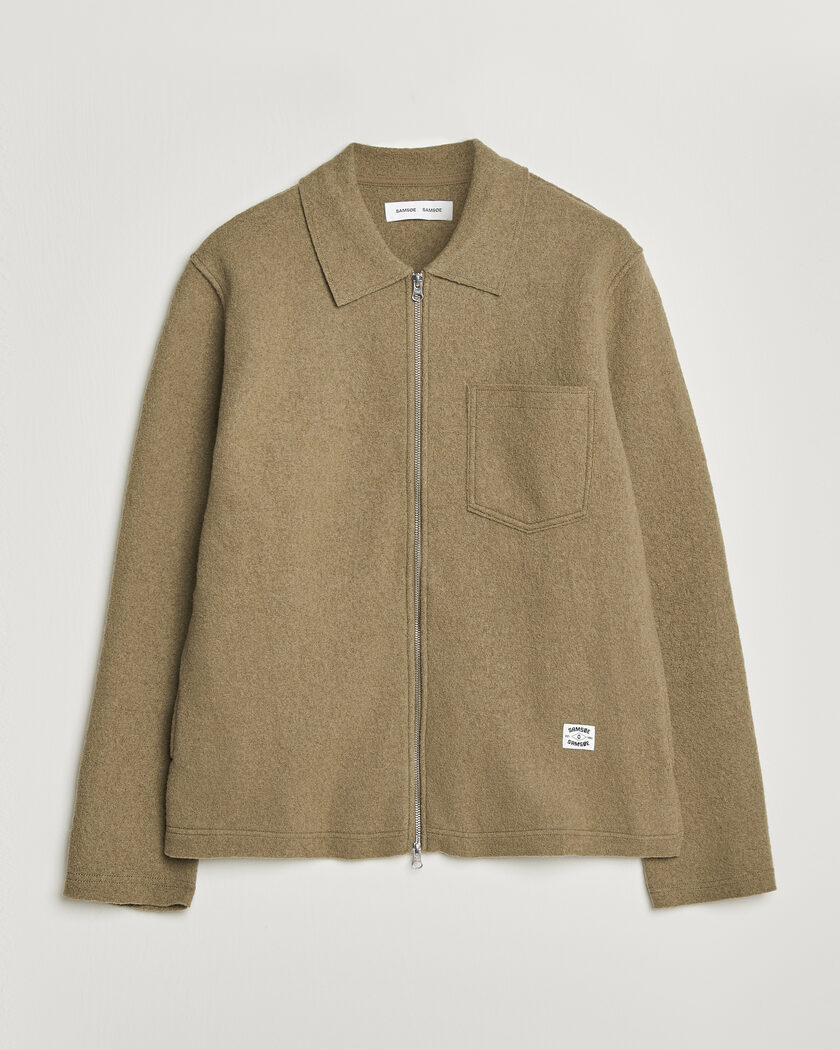 Samsøe Samsøe Hannes Boiled Wool Full Zip Lead Gray – Beige