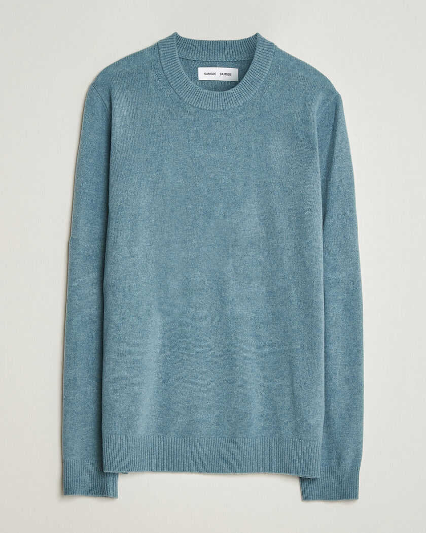 Samsøe Samsøe Isak Knitted Crew Neck Stormy Sea – Blau
