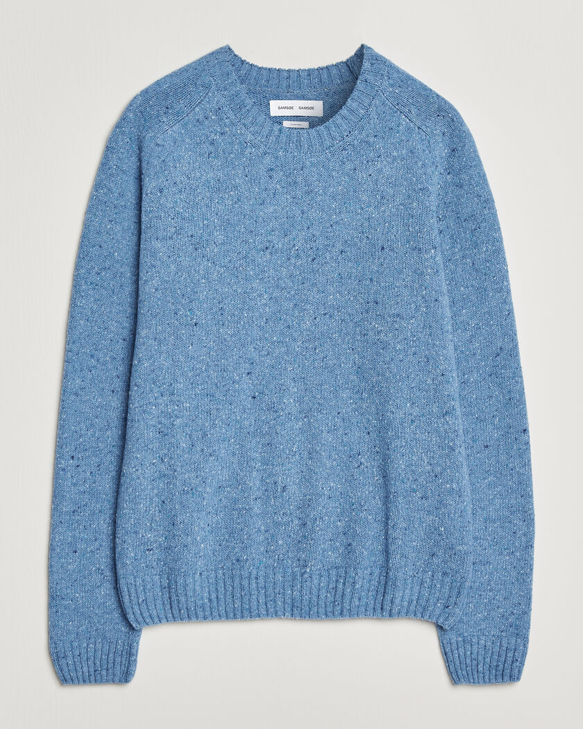 Samsøe Samsøe Nate Donegal Wool Knitted Striped Sweater Cyaneus – Blau