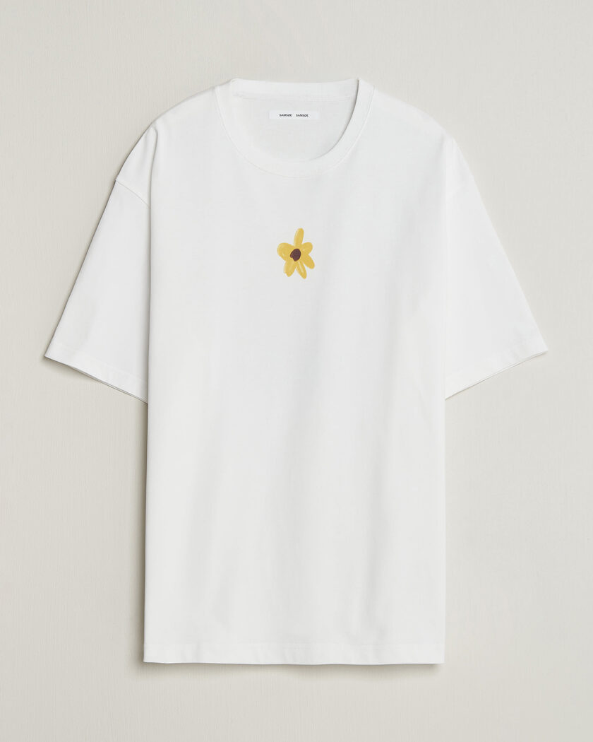 Samsøe Samsøe Giles Printed Crew Neck T-Shirt White Flowers – Weiß