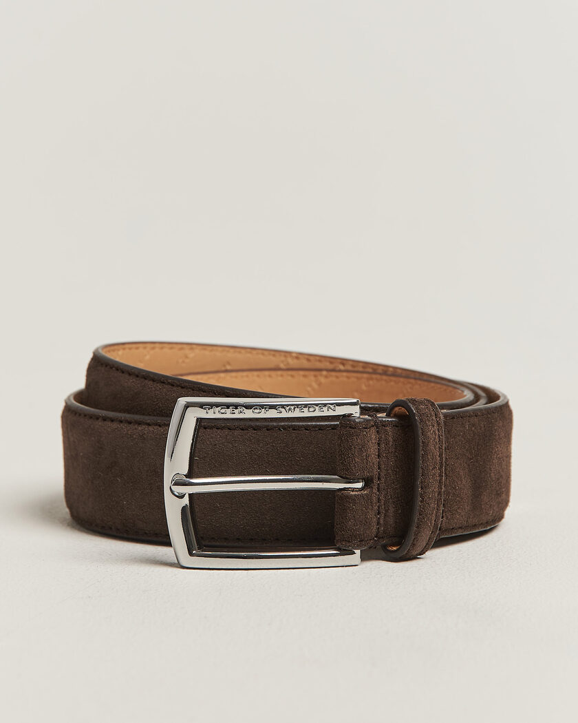 Tiger of Sweden Bergstroms Suede Belt Dark Brown – Braun