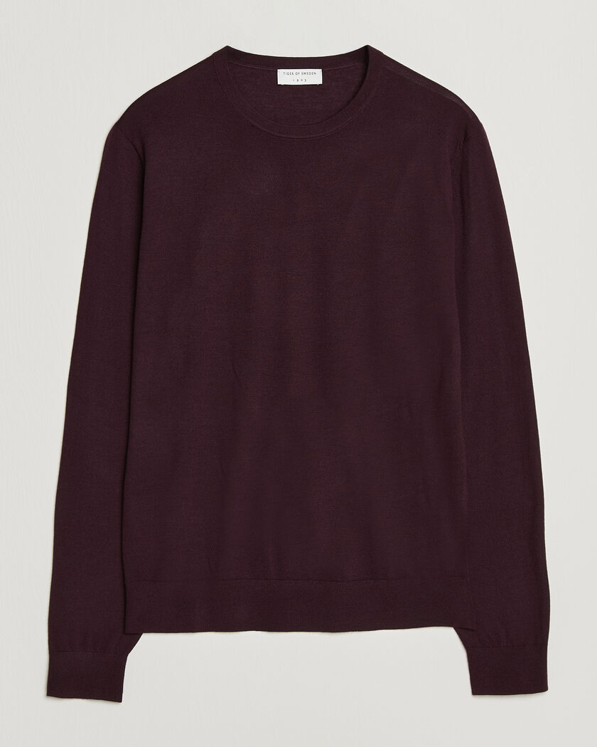 Tiger of Sweden Connor Extra Fine Merino Crew Neck Pullover Aubergine – Lila