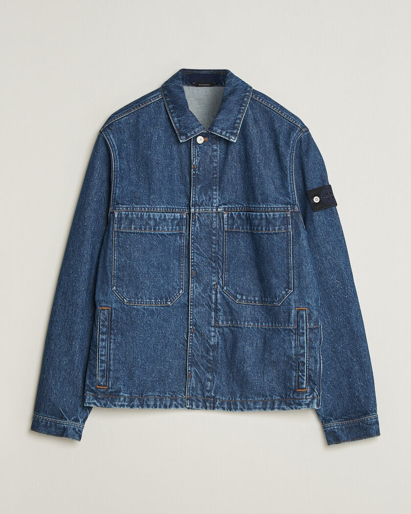 Stone Island Indigo Denim Coach Jacket Blue Medium Wash – Blau