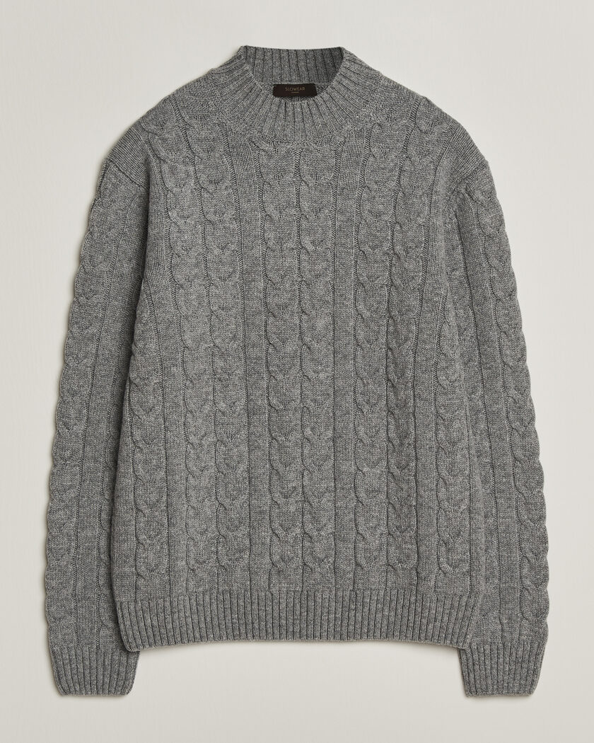 Zanone Double Cable Crew Neck Grey Melange – Grau