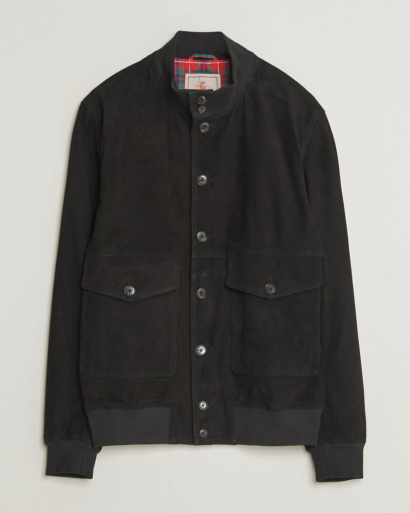 Baracuta Suede Blouson Jacket Black – Schwarz