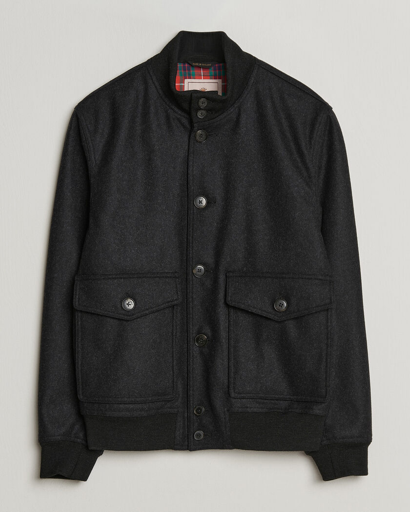 Baracuta Melton Wool Blouson Jacket Charcoal – Grau