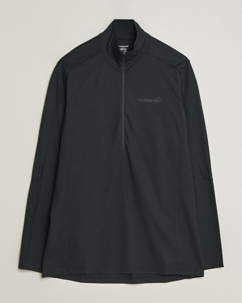 Norrøna Falketind Equalizer Wool Zip Neck Caviar Black – Schwarz