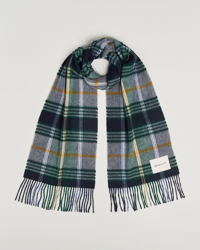 Gant Checked Wool Scarf Marine – Blau