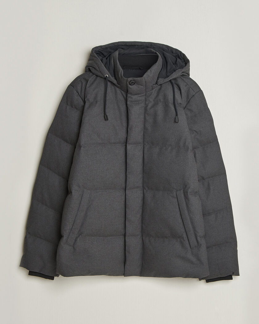 Gant Flannel Down Hooded Jacket Black Grey – Schwarz