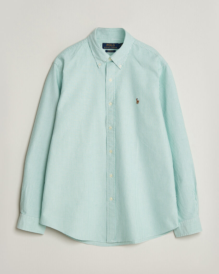 Polo Ralph Lauren Custom Fit Striped Oxford Shirt Scarab Green/White – Grün