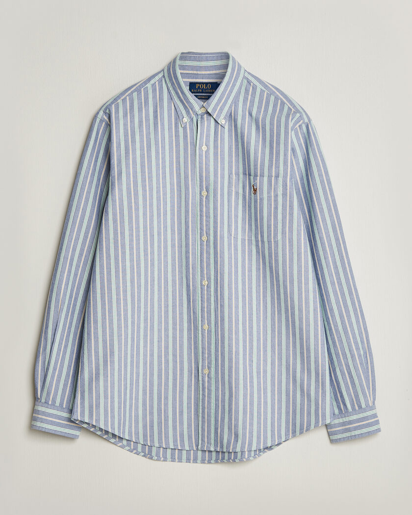 Polo Ralph Lauren Custom Fit Striped Pocket Oxford Shirt Navy/Yellow – Blau