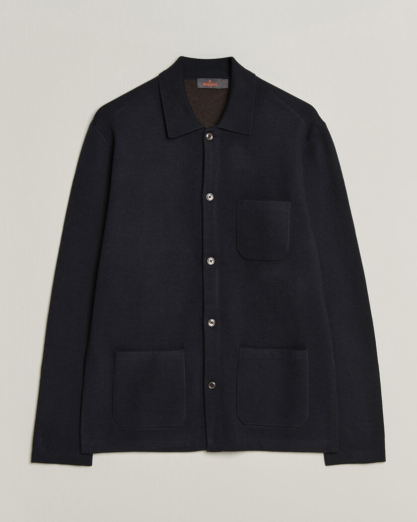 Morris Dudley Knitted Overshirt Navy – Blau