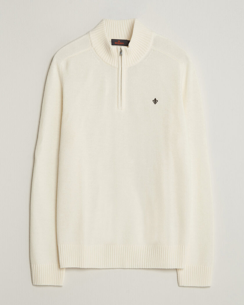 Morris Hertford Lambswool Half Zip Off White – Weiß