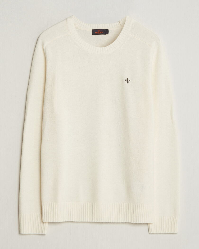 Morris Hertford Lambswool Crew Neck Off White – Weiß