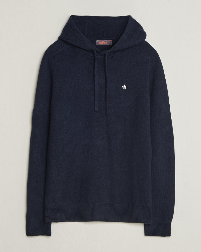 Morris Hertford Lambswool Hoodie Navy – Blau