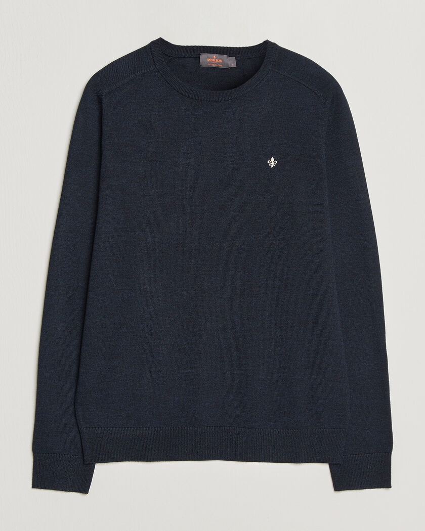 Morris Merino O-Neck Navy – Blau