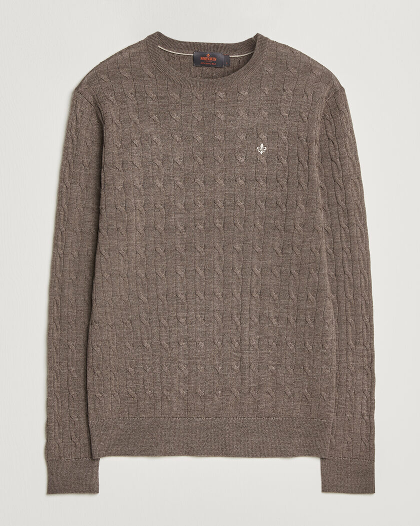 Morris Merino Cable O-Neck Brown – Braun