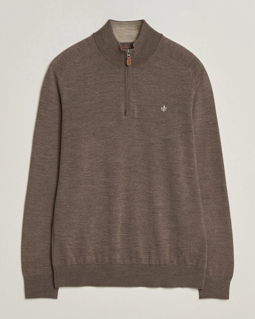 Morris John Merino Half Zip Brown – Braun