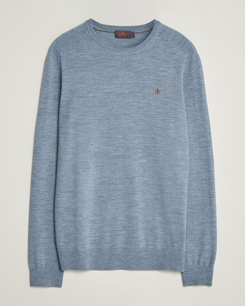 Morris Merino O-Neck Light Blue – Blau
