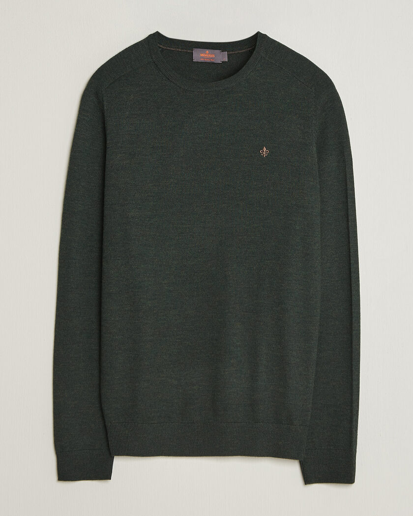 Morris Merino O-Neck Olive – Grün