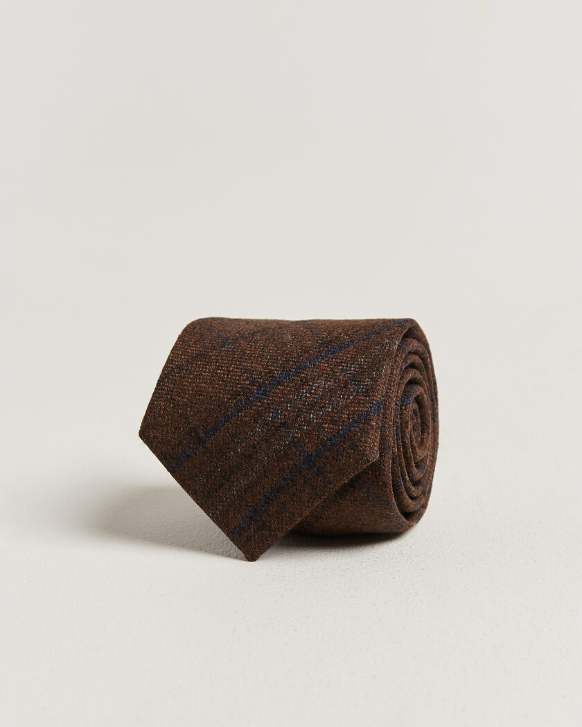 Amanda Christensen Wool Checked 8cm Tie Rust – Braun