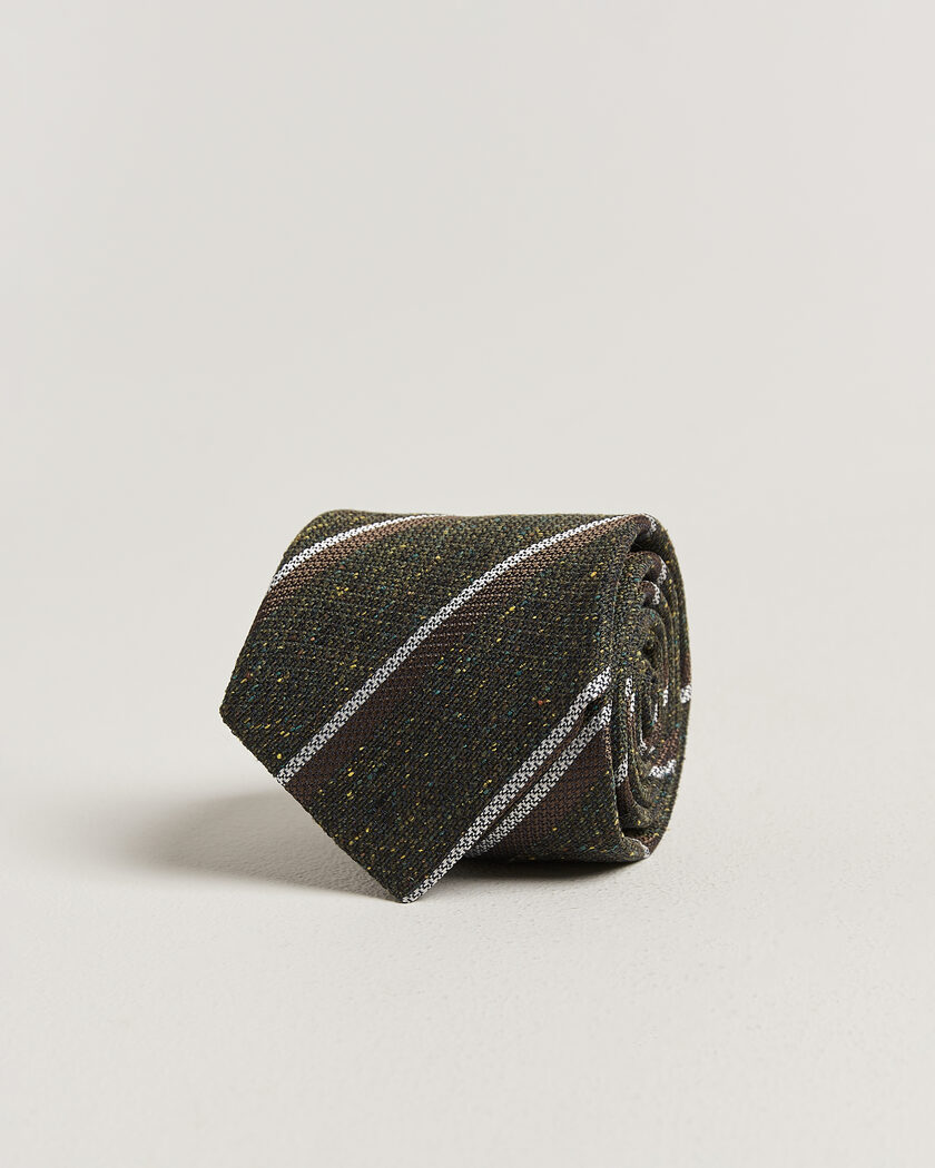 Amanda Christensen Silk Bourette Striped 8cm Tie Green – Grün