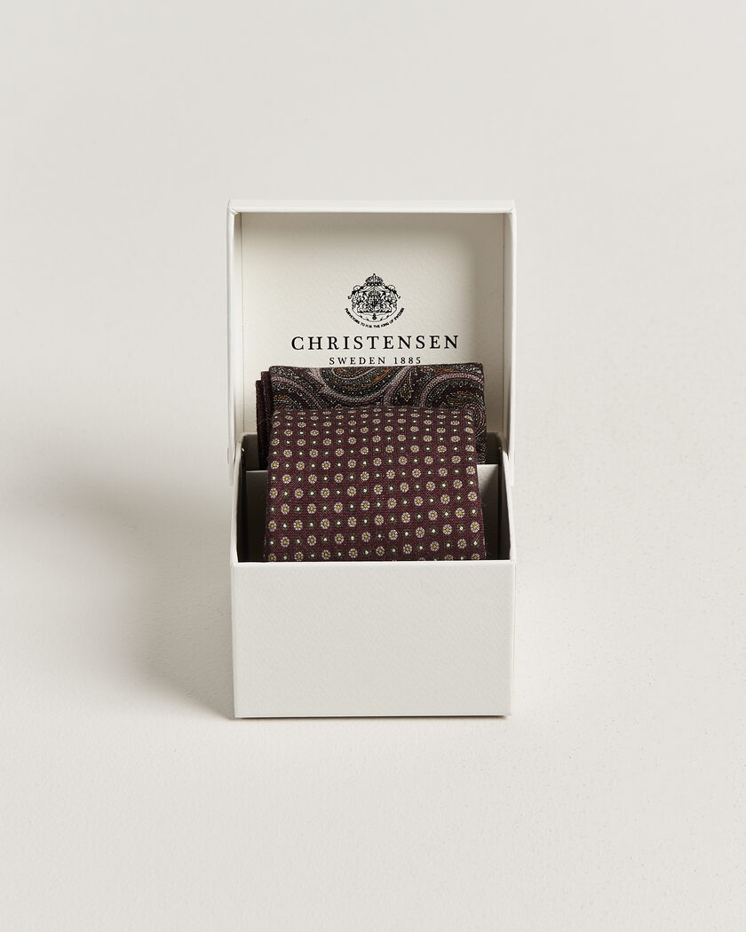Amanda Christensen Box Set Wool 8 cm Tie And Pocket Square Wine – Rot
