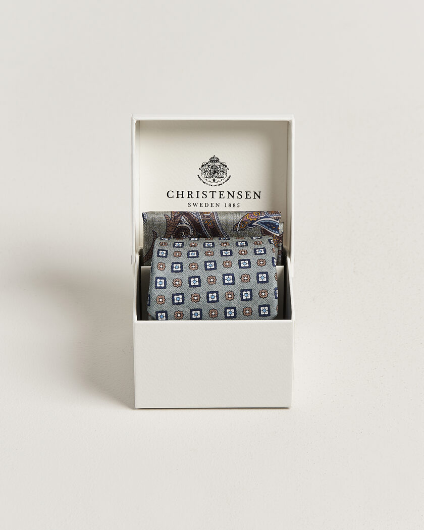 Amanda Christensen Box Set Silk 8 cm Tie And Pocket Square Green – Grün