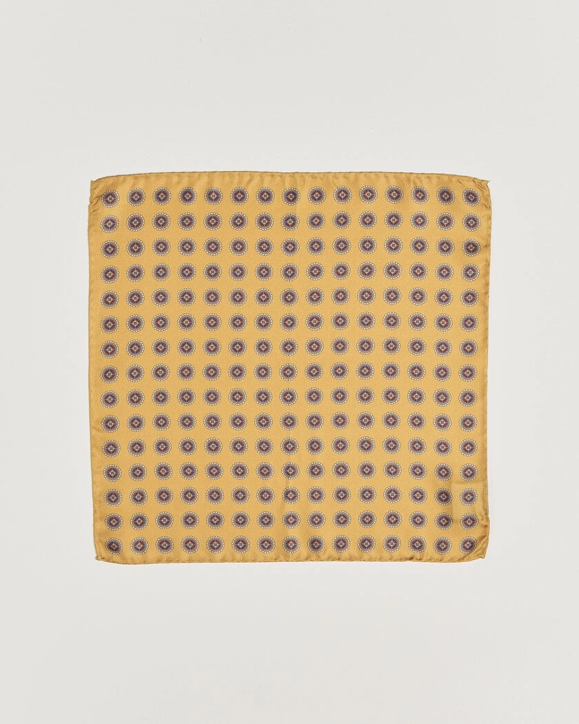 Amanda Christensen Silk Twill Medallion Pocket Square Yellow – Gelb
