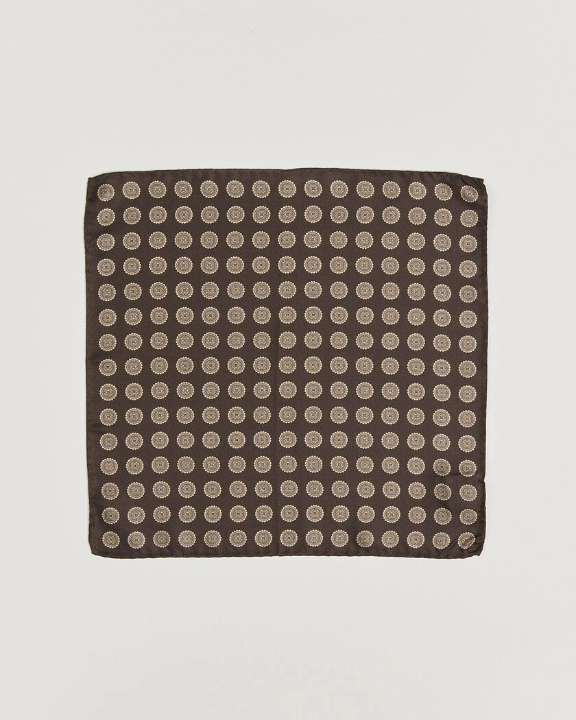 Amanda Christensen Silk Twill Medallion Pocket Square Brown – Braun