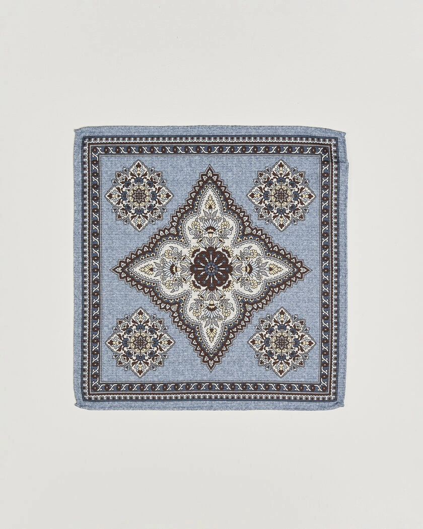 Amanda Christensen Silk Schappe Doublefaced Pocket Square Blue – Blau