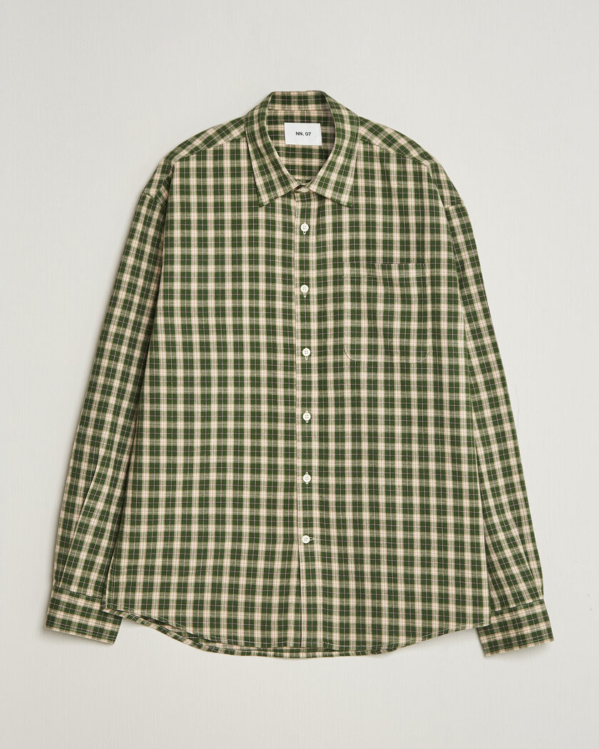  NN07 Deon Flannel Shirt Eden Green Check – Grün