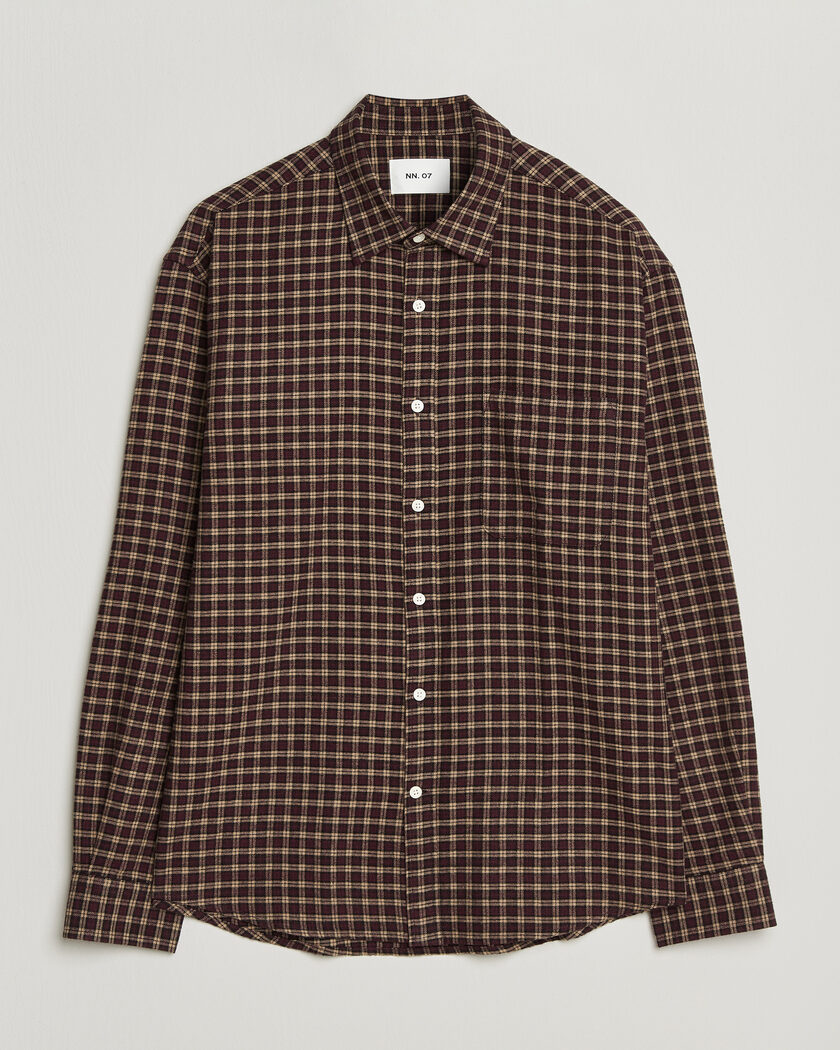 NN07 Deon Flannel Shirt Bordeaux Check – Rot