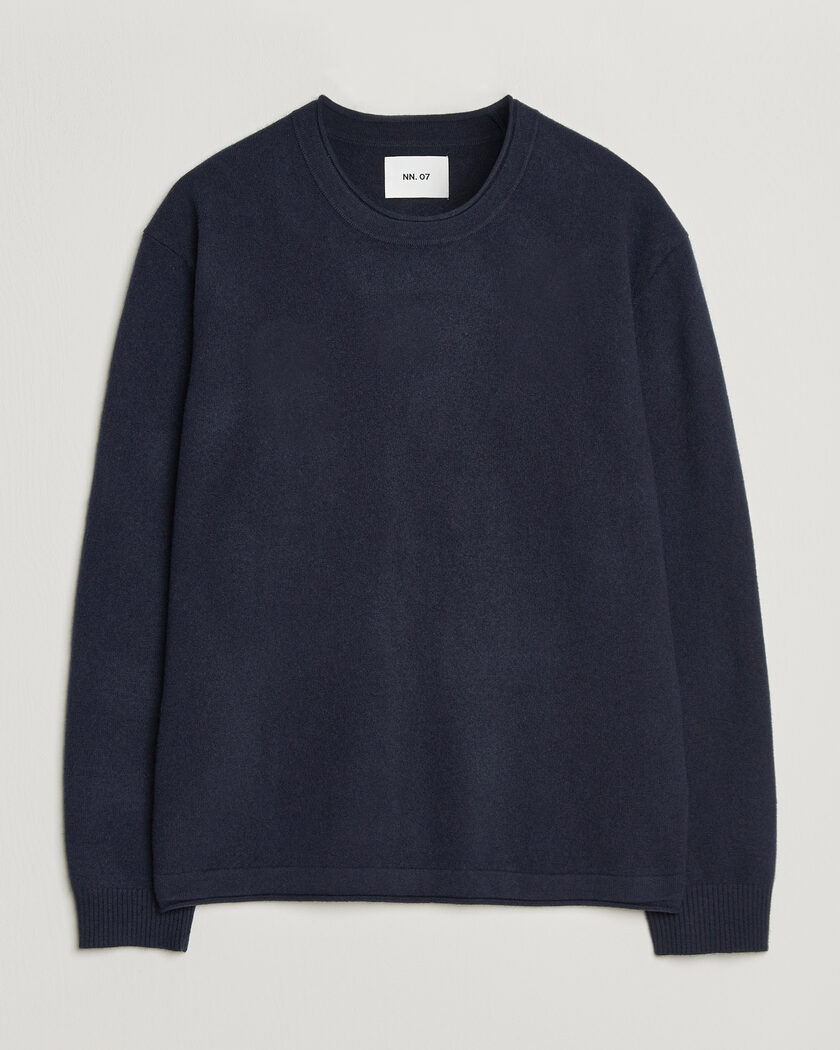  NN07 Sammy Wool Knitted Sweater Navy Melange – Blau