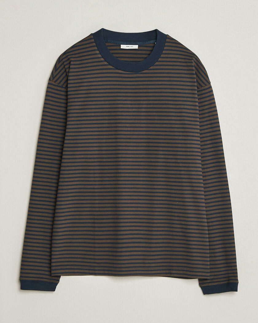 NN07 Lionel Striped Long Sleeve T-Shirt Navy/Brown – Mehrfarbig