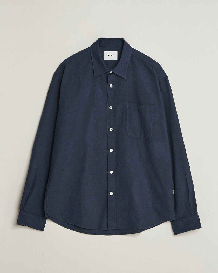 NN07 Dino Brushed Flannel Shirt Navy Blue – Blau