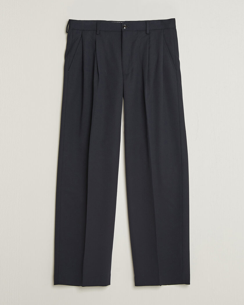 NN07 Justin Wool Pleated Suit Trousers Deep Navy – Blau