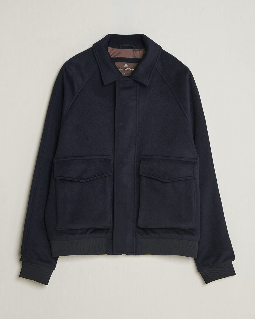 Oscar Jacobson Aviator Wool Jacket Navy – Blau