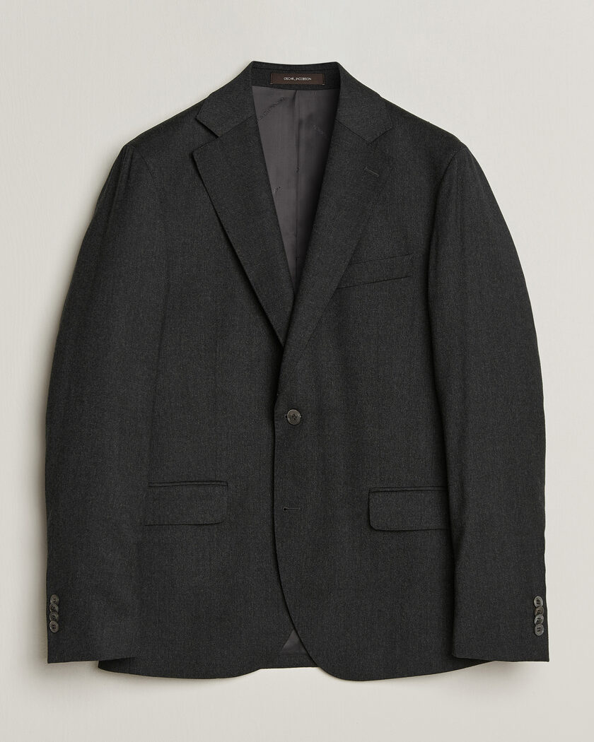 Oscar Jacobson Fogerty Wool Flannel Blazer Charcoal – Grau
