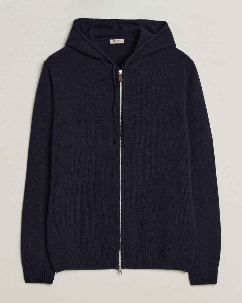 Stenströms Brushed Merino Full-Zip Hood Navy – Blau
