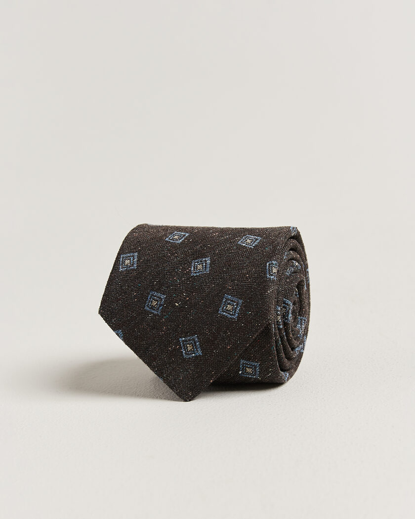Stenströms Woven Herringbone Silk Tie 7,5cm Dark Brown – Braun