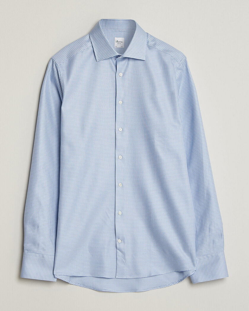 Stenströms Slimline Twofold Houndstooth Shirt Blue – Blau