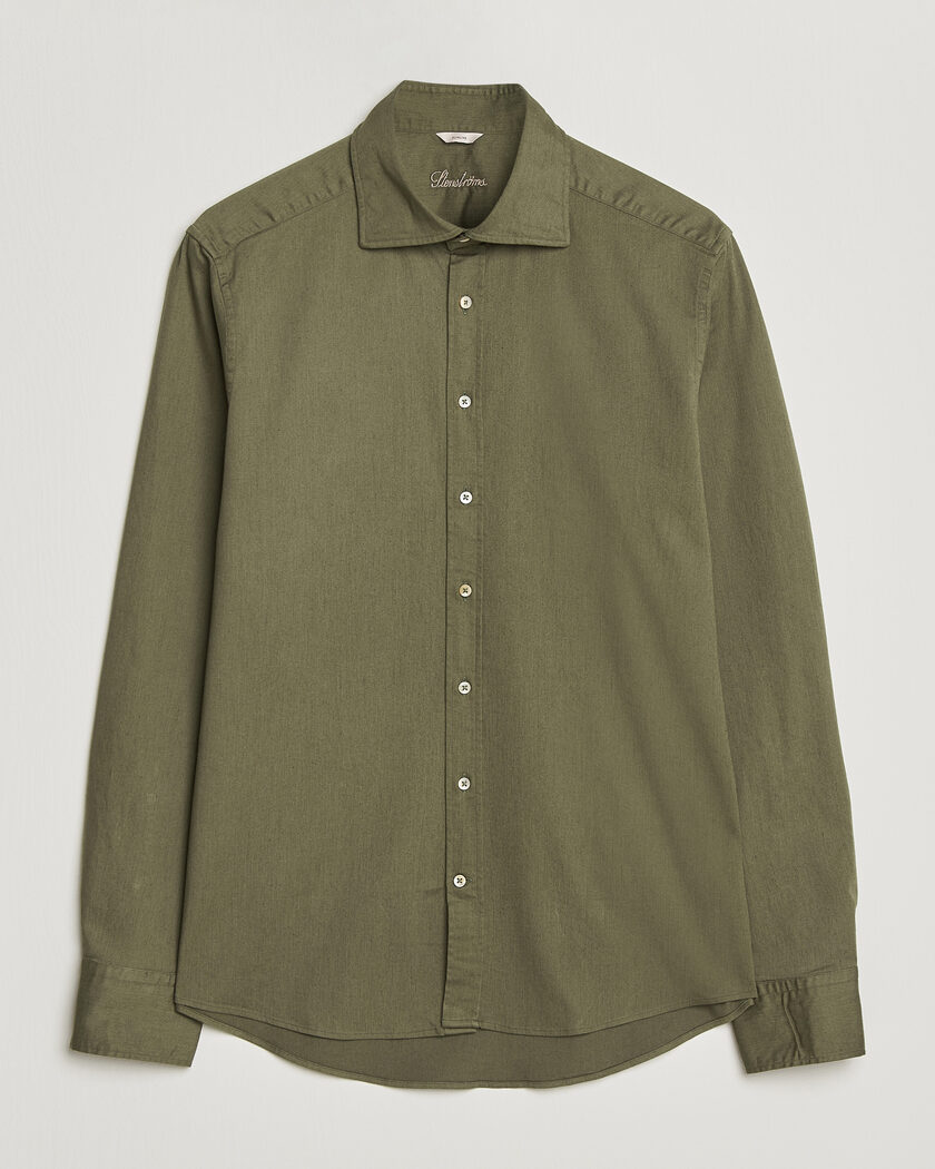 Stenströms Slimline Garment Washed Shirt Green Denim – Grün