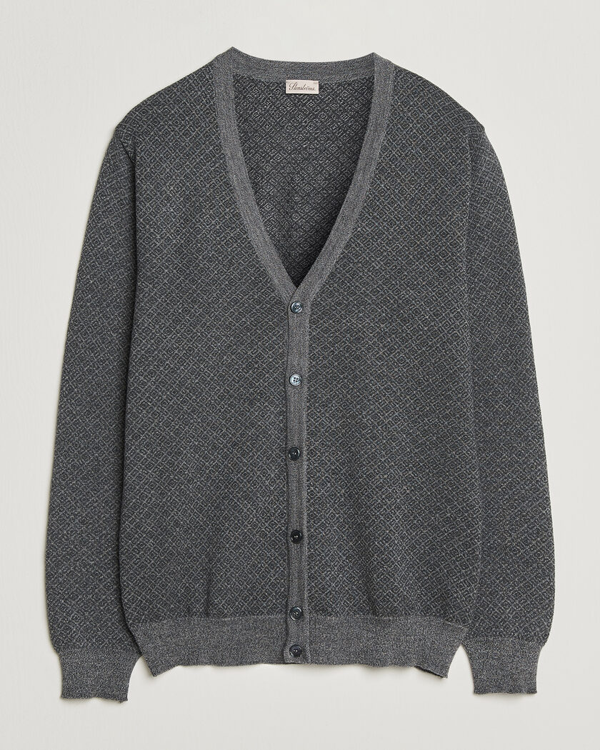 Stenströms Merino Jaquard Cardigan Dark Grey – Grau