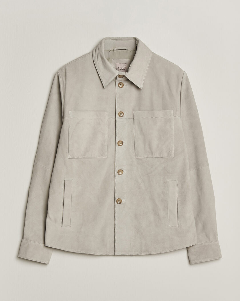 Stenströms Goat Suede Overshirt Light Grey – Grau