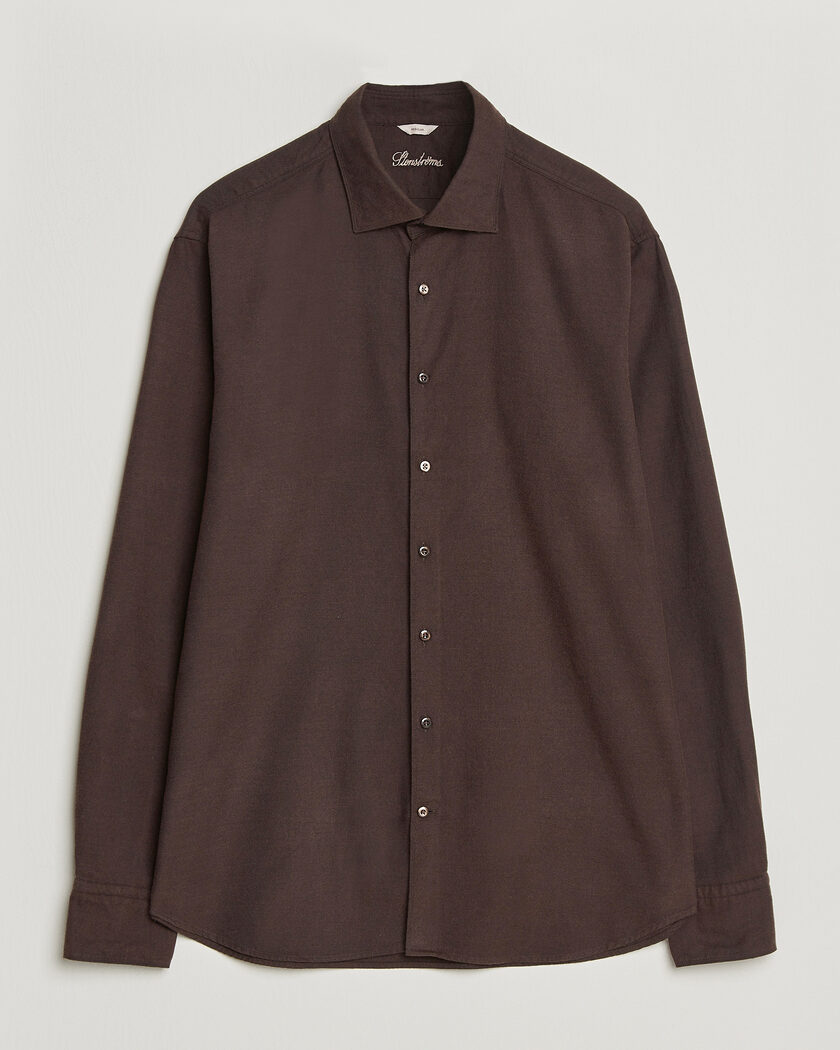 Stenströms Regular Fit Cut Away Flannel Shirt Brown – Braun