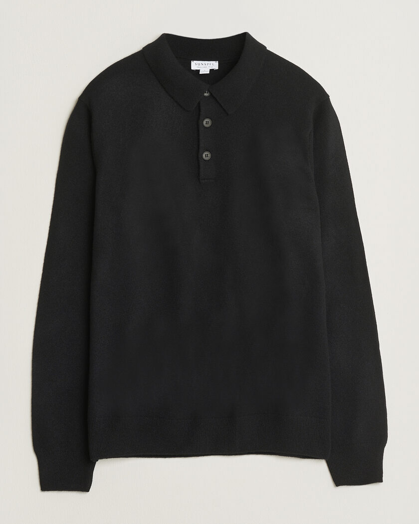 Sunspel Cashmere Polo Black – Schwarz