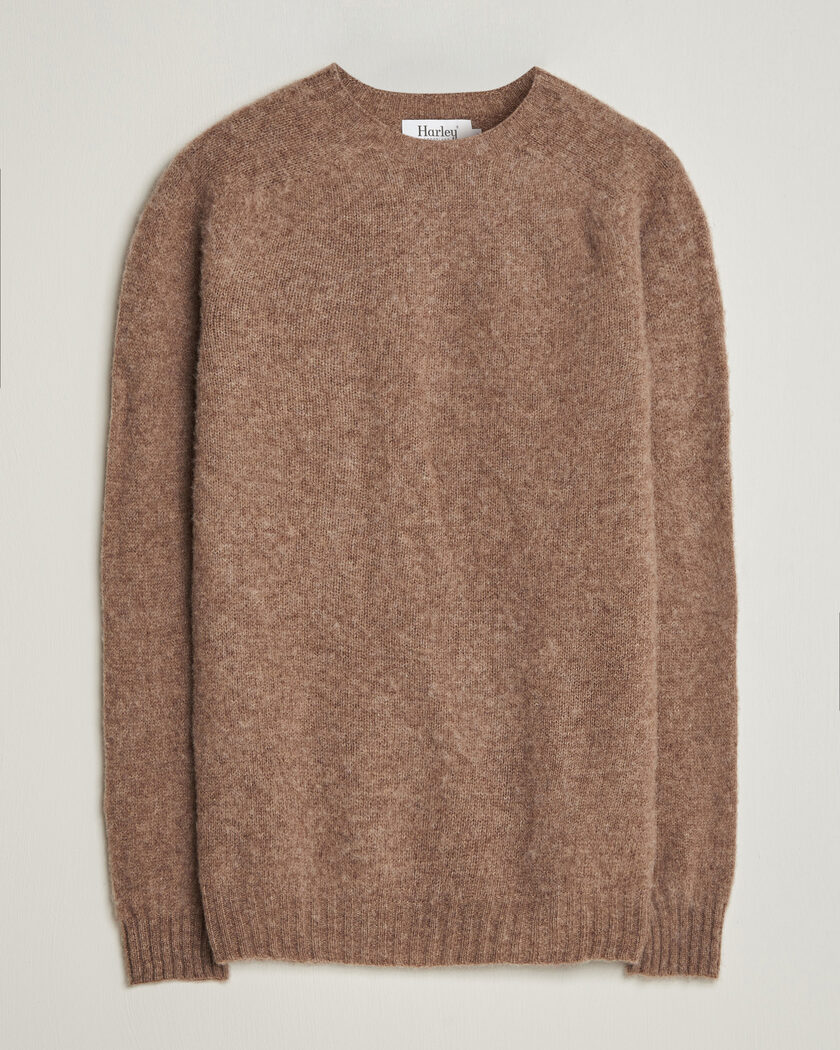 Harley Of Scotland Brushed Supersoft Lambswool Crewneck Tundra – Braun