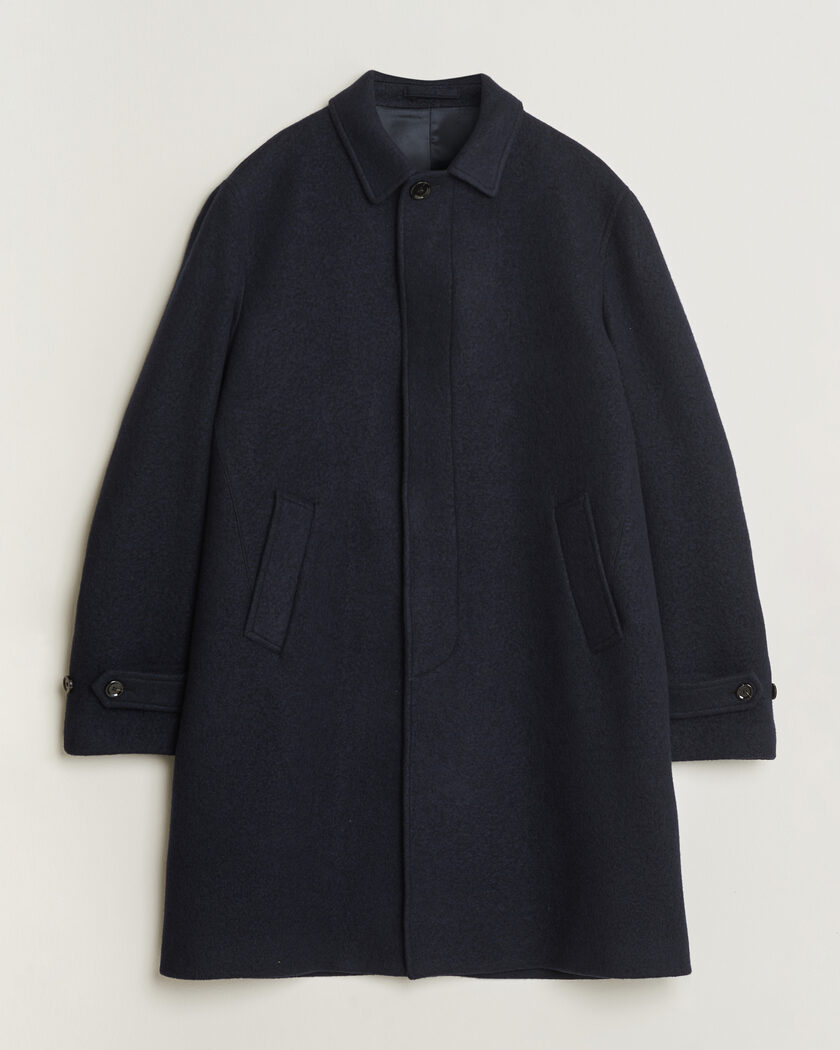 Lardini Wool/Cashmere Boucle Car Coat Navy – Blau