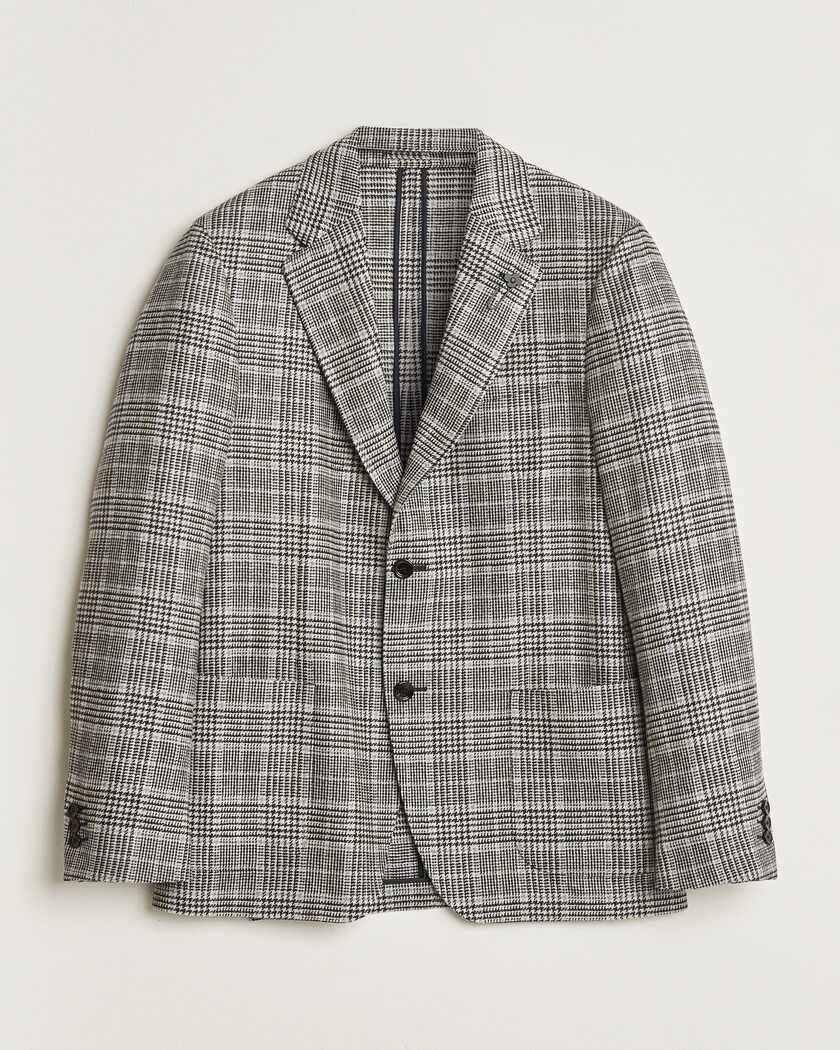 Lardini Wool/Cashmere Houndstooth Blazer Blue – Blau